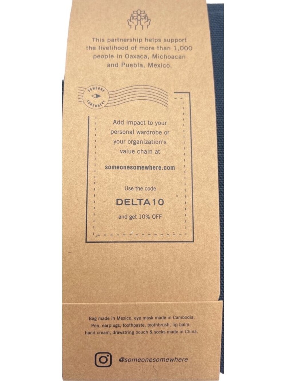 Delta One Travel Amenity Kit  Someone Somewhere  Includes Eye Mask Socks 71g - Picture 4 of 6